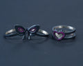 Valorant Clove Heart & Butterflies Ring - Sterling Silver