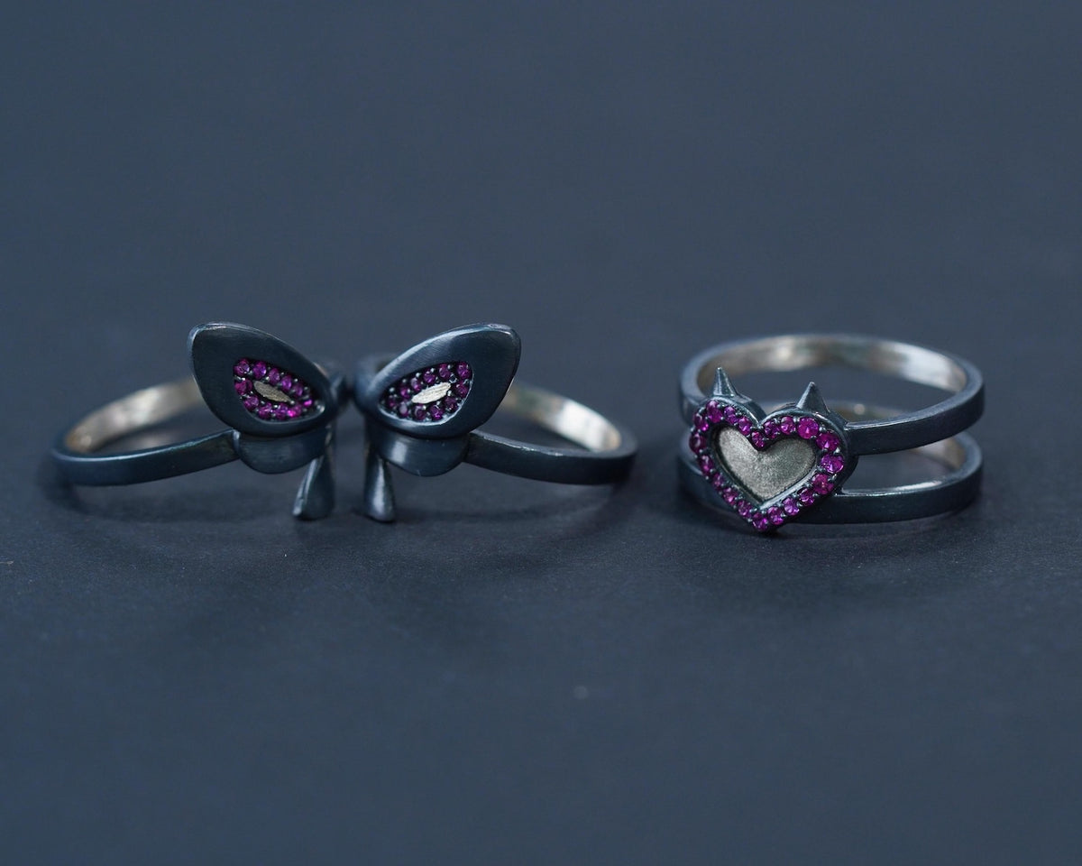 Valorant Clove Heart & Butterflies Ring - Sterling Silver