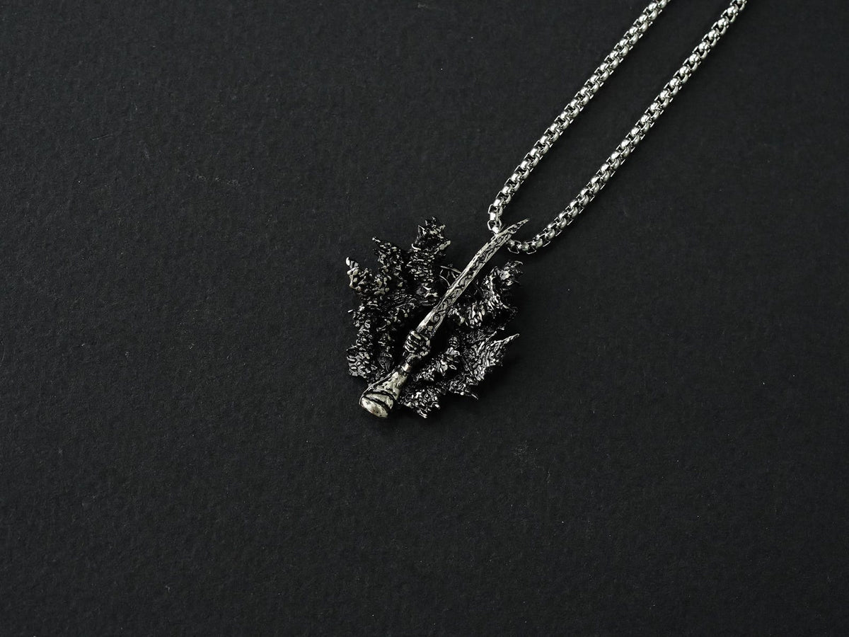 Elden Ring Rotten Winged Sword Talisman Necklace - 950 Silver