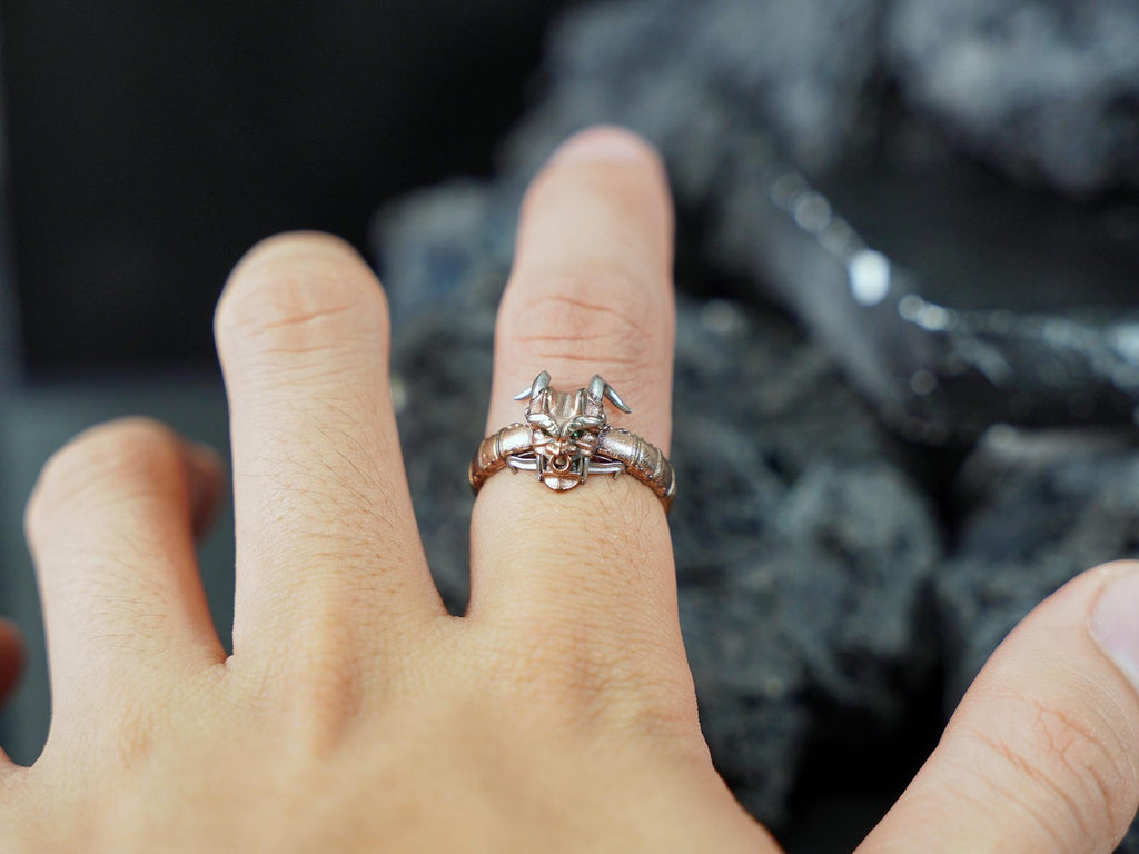 Valorant Oni Mask Samurai Ring - 950 Silver