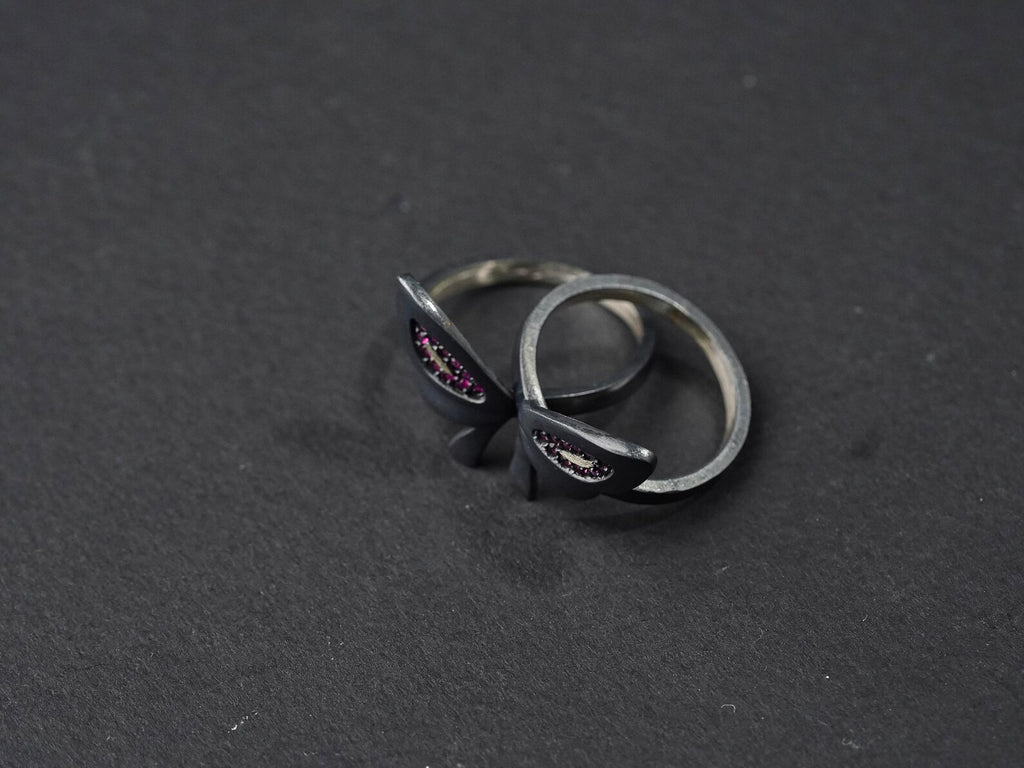 Valorant Clove Heart & Butterflies Ring - Sterling Silver