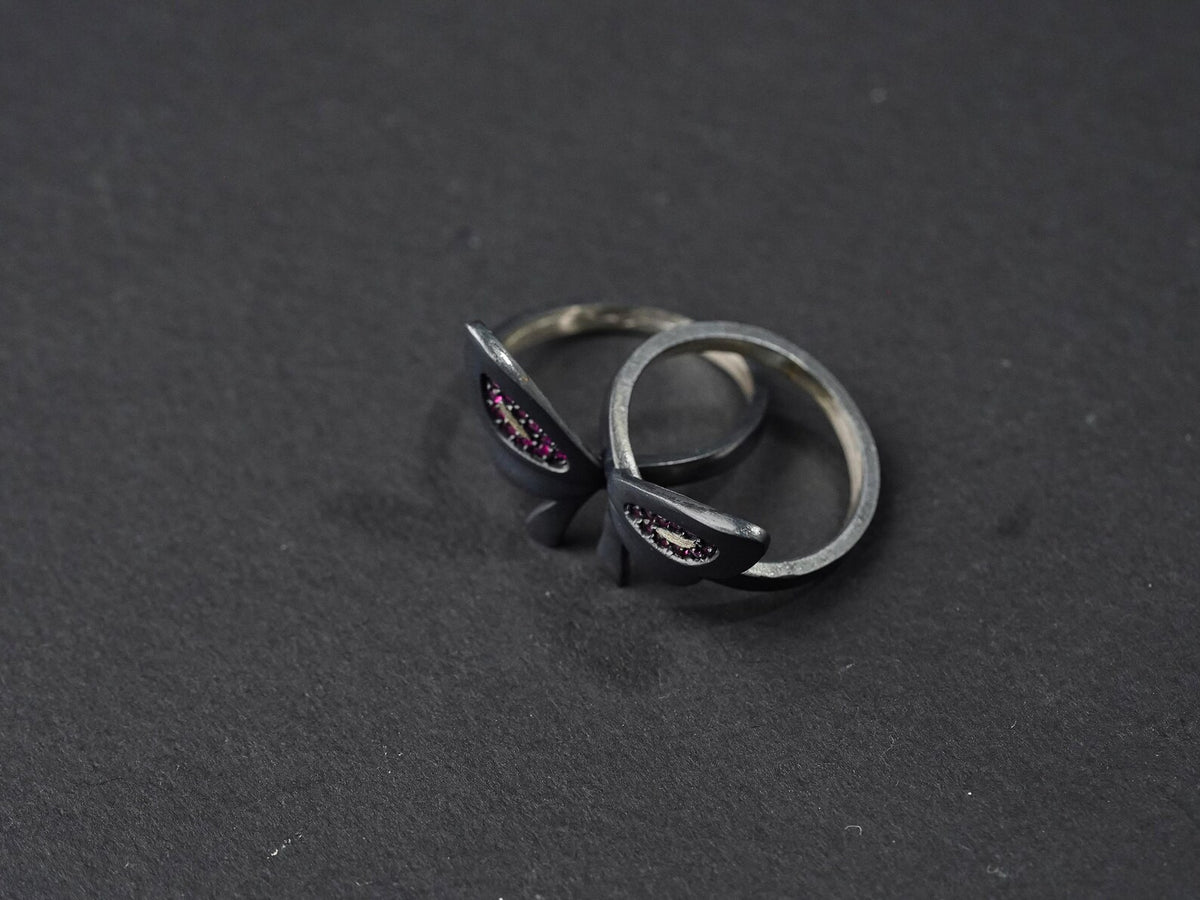 Valorant Clove Heart & Butterflies Ring - Sterling Silver