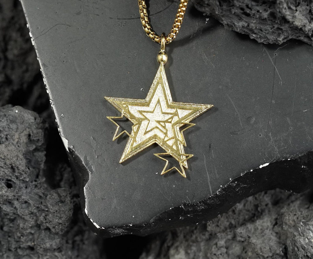 Final Fantasy VII Rebirth Star Pendant Necklace - 14K Gold Plated