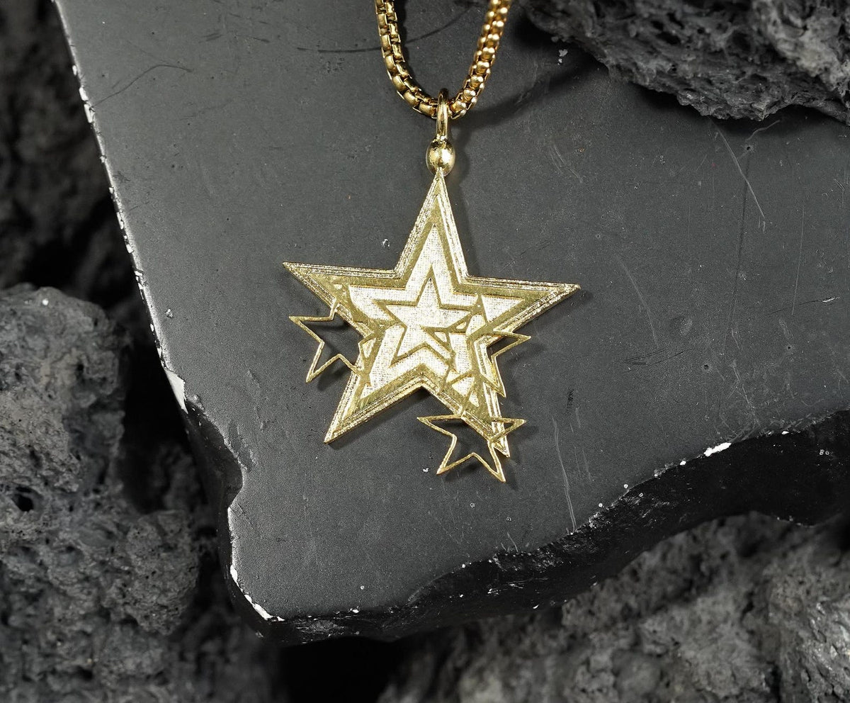 Final Fantasy VII Rebirth Star Pendant Necklace - 14K Gold Plated