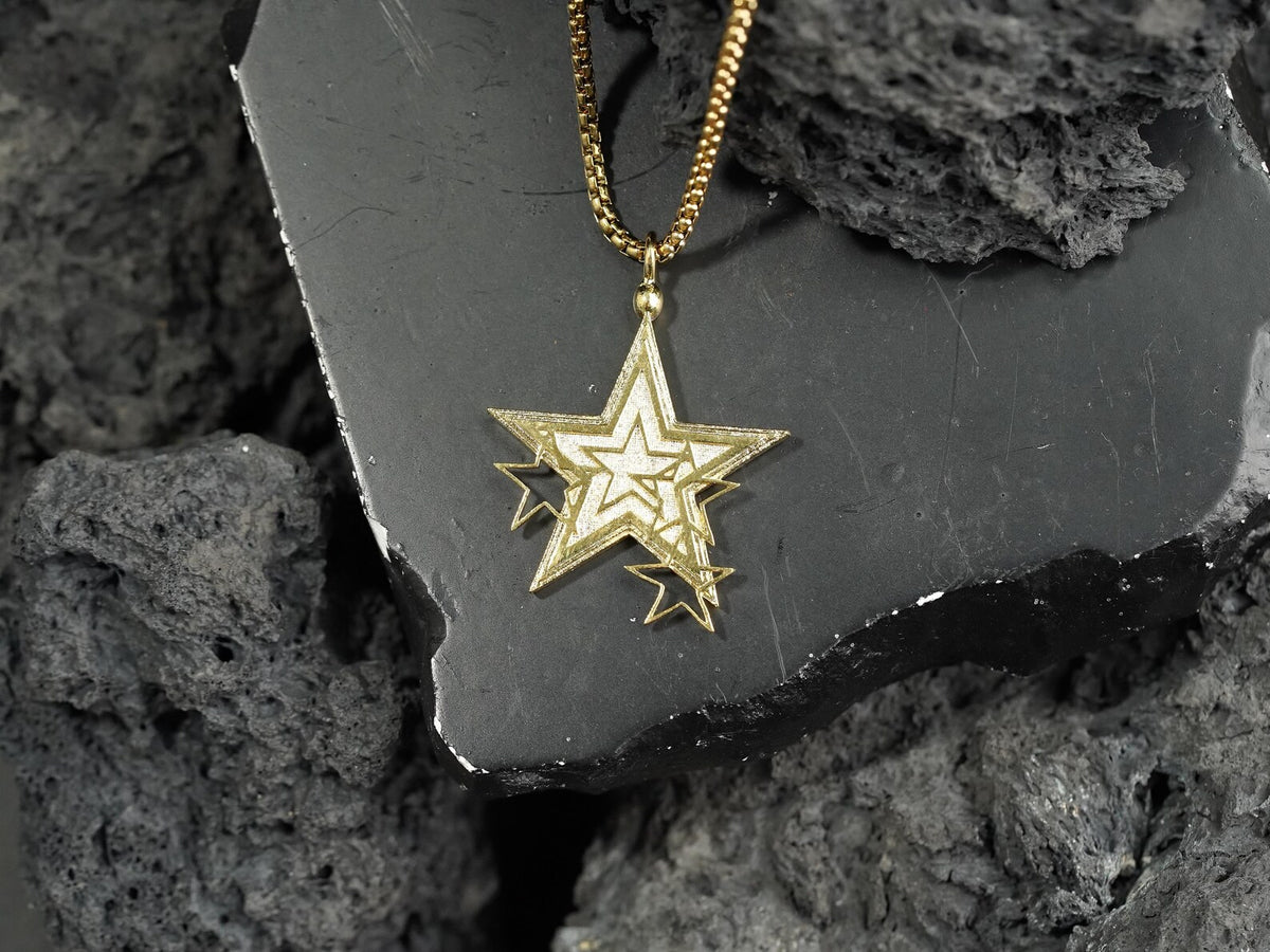 Final Fantasy VII Rebirth Star Pendant Necklace - 14K Gold Plated
