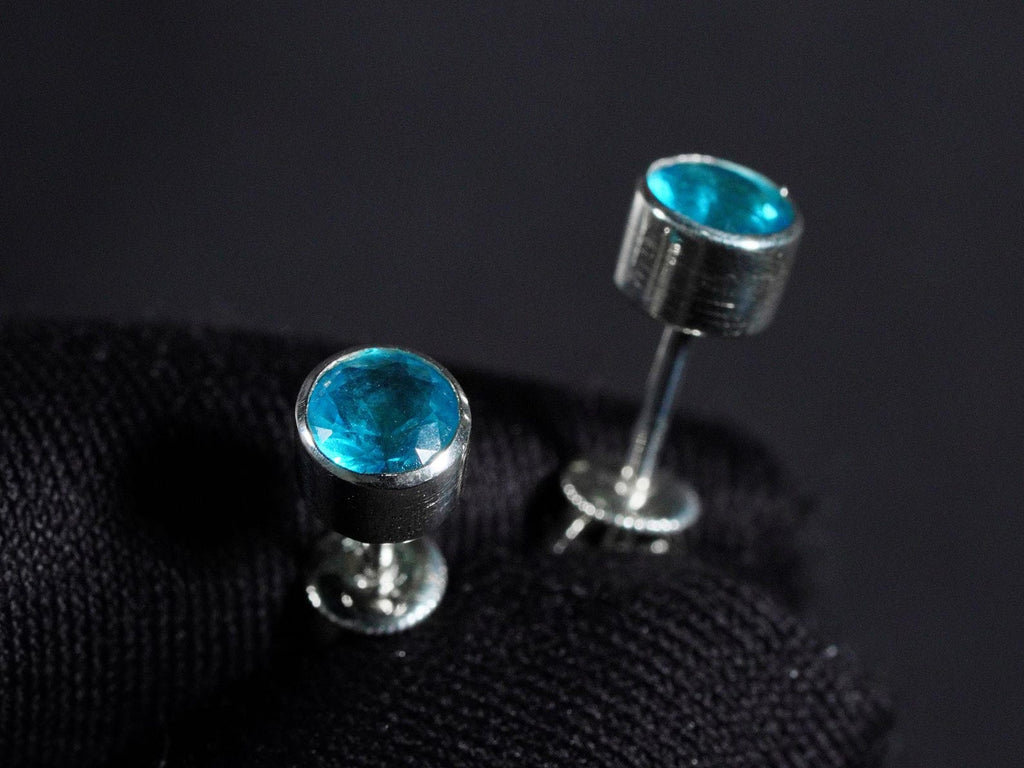 Valorant Waylay Stud Earrings with Blue Gem - 950 Silver