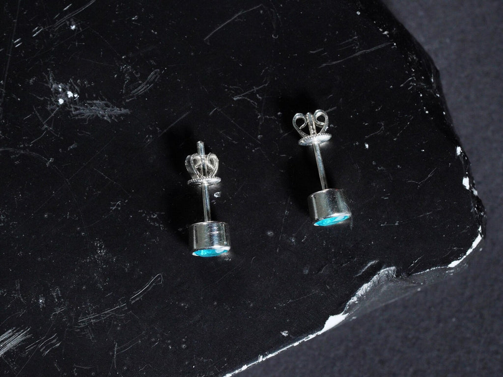 Valorant Waylay Stud Earrings with Blue Gem - 950 Silver
