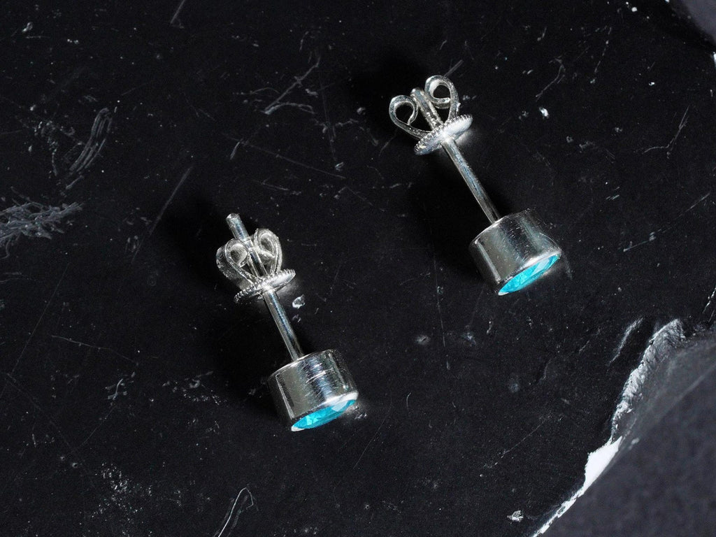Valorant Waylay Stud Earrings with Blue Gem - 950 Silver