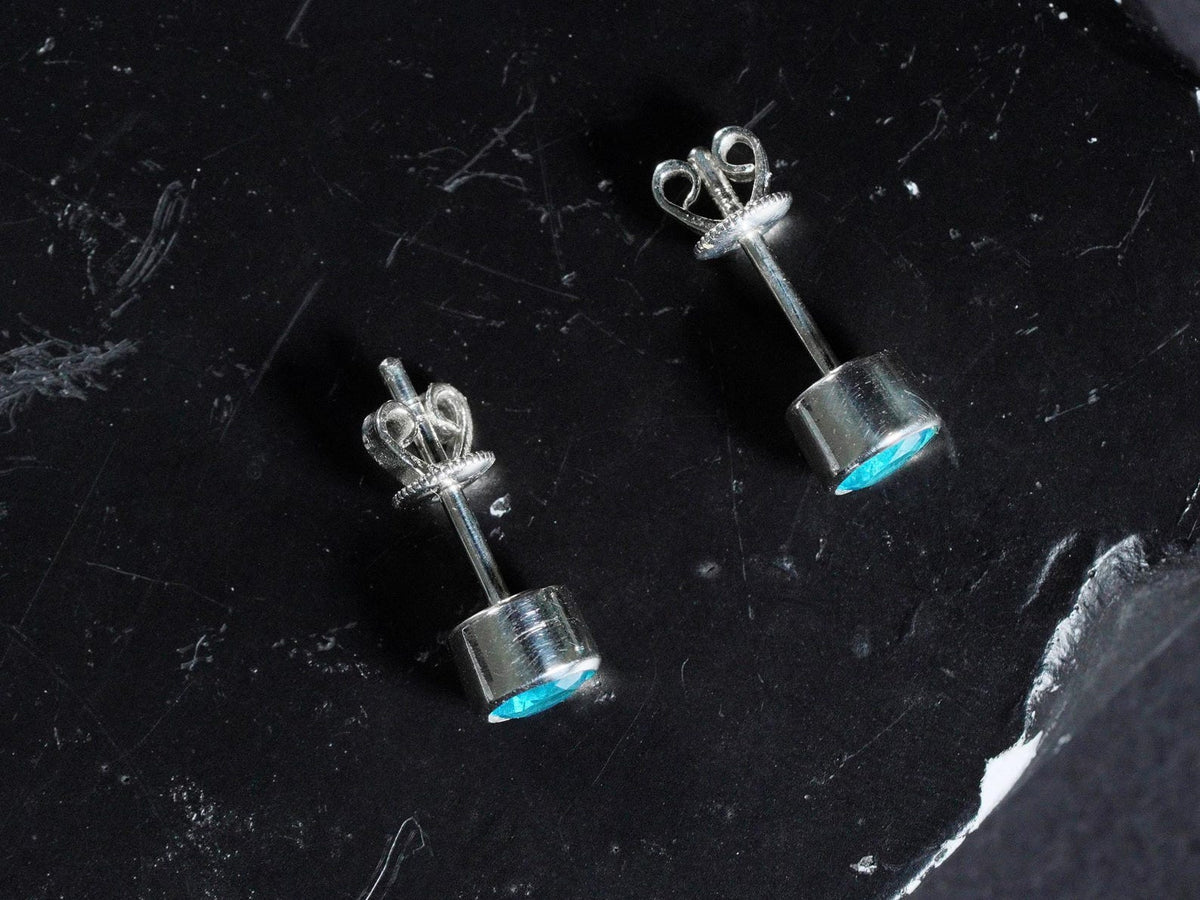 Valorant Waylay Stud Earrings with Blue Gem - 950 Silver