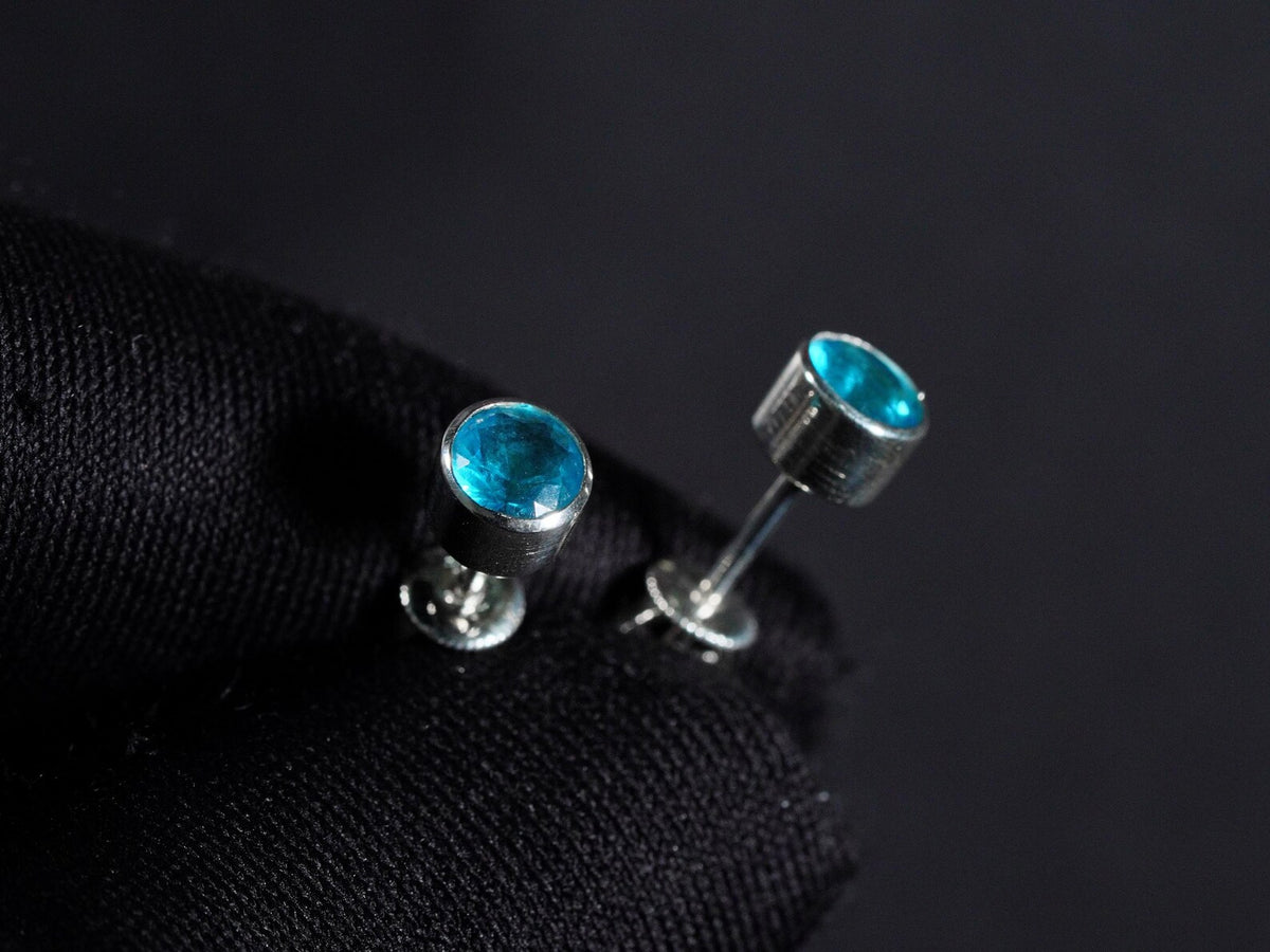 Valorant Waylay Stud Earrings with Blue Gem - 950 Silver