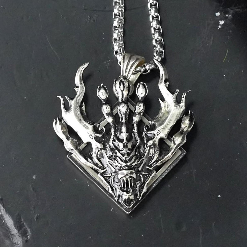 Final Fantasy XVI Eikon Ifrit Risen Necklace - 950 Silver