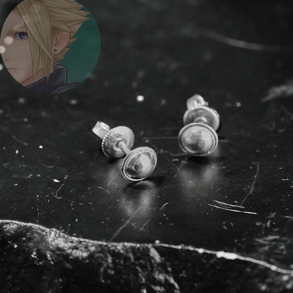 Final Fantasy VII Cloud Strife Stud Earrings - 950 Silver