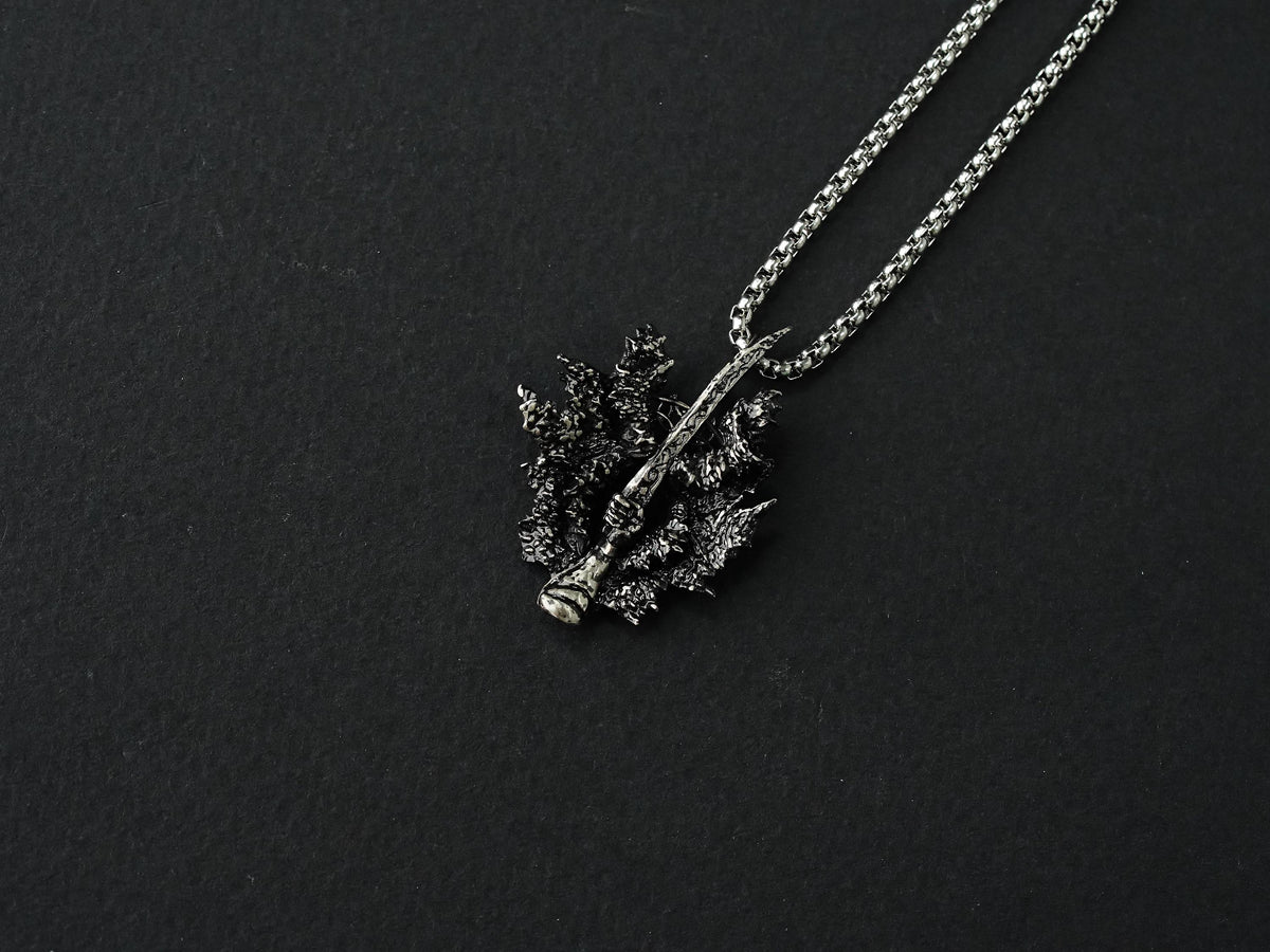 Elden Ring Rotten Winged Sword Talisman Necklace - 950 Silver