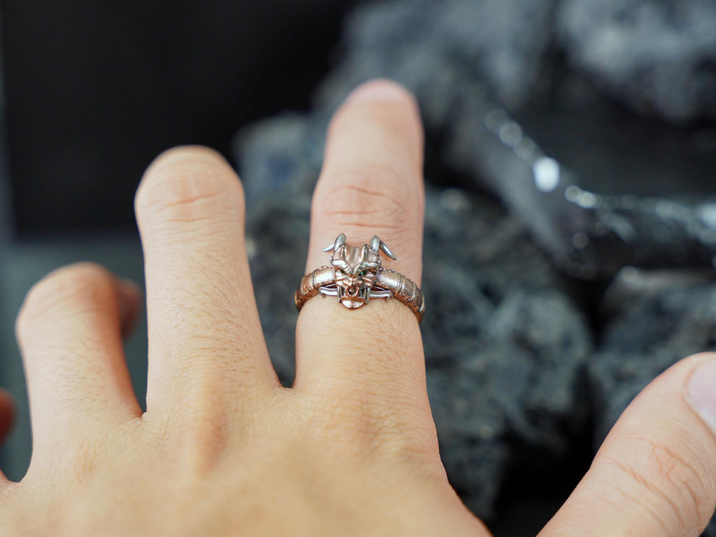 Valorant Oni Mask Samurai Ring - 950 Silver