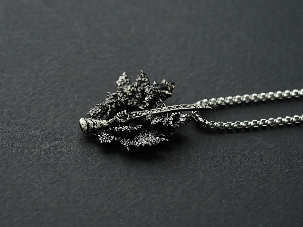 Elden Ring Rotten Winged Sword Talisman Necklace - 950 Silver