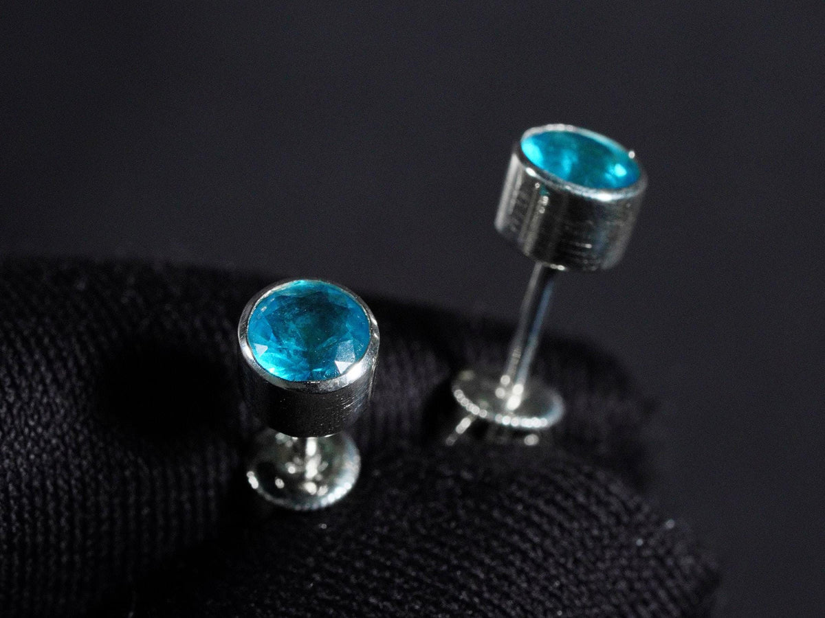 Valorant Waylay Stud Earrings with Blue Gem - 950 Silver