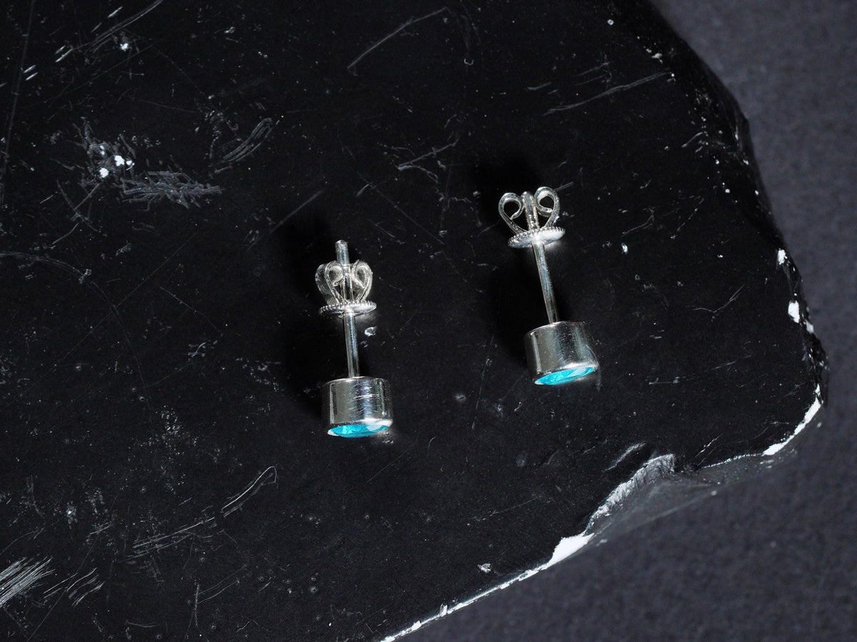 Valorant Waylay Stud Earrings with Blue Gem - 950 Silver