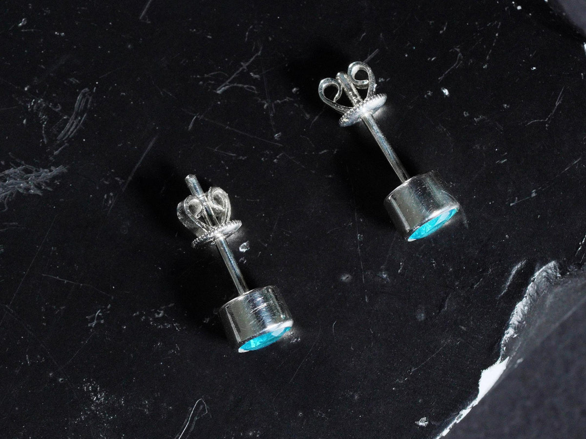 Valorant Waylay Stud Earrings with Blue Gem - 950 Silver