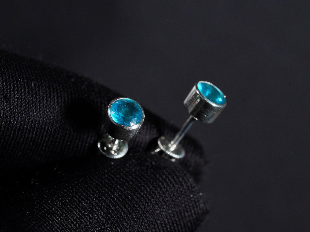 Valorant Waylay Stud Earrings with Blue Gem - 950 Silver